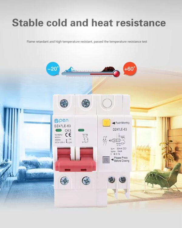 RCBO Residual current circuit breaker with Overload 63A leakage 30mA